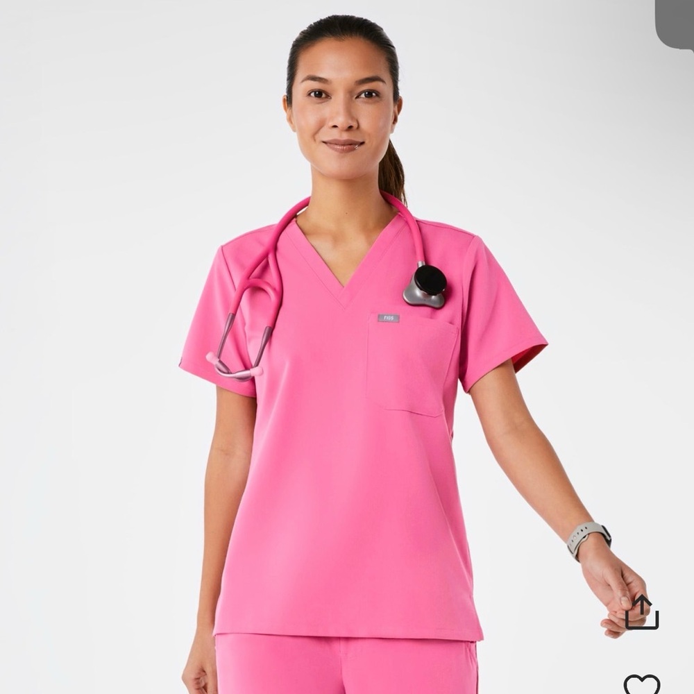 Pink Women's V-Neck Scrub Top